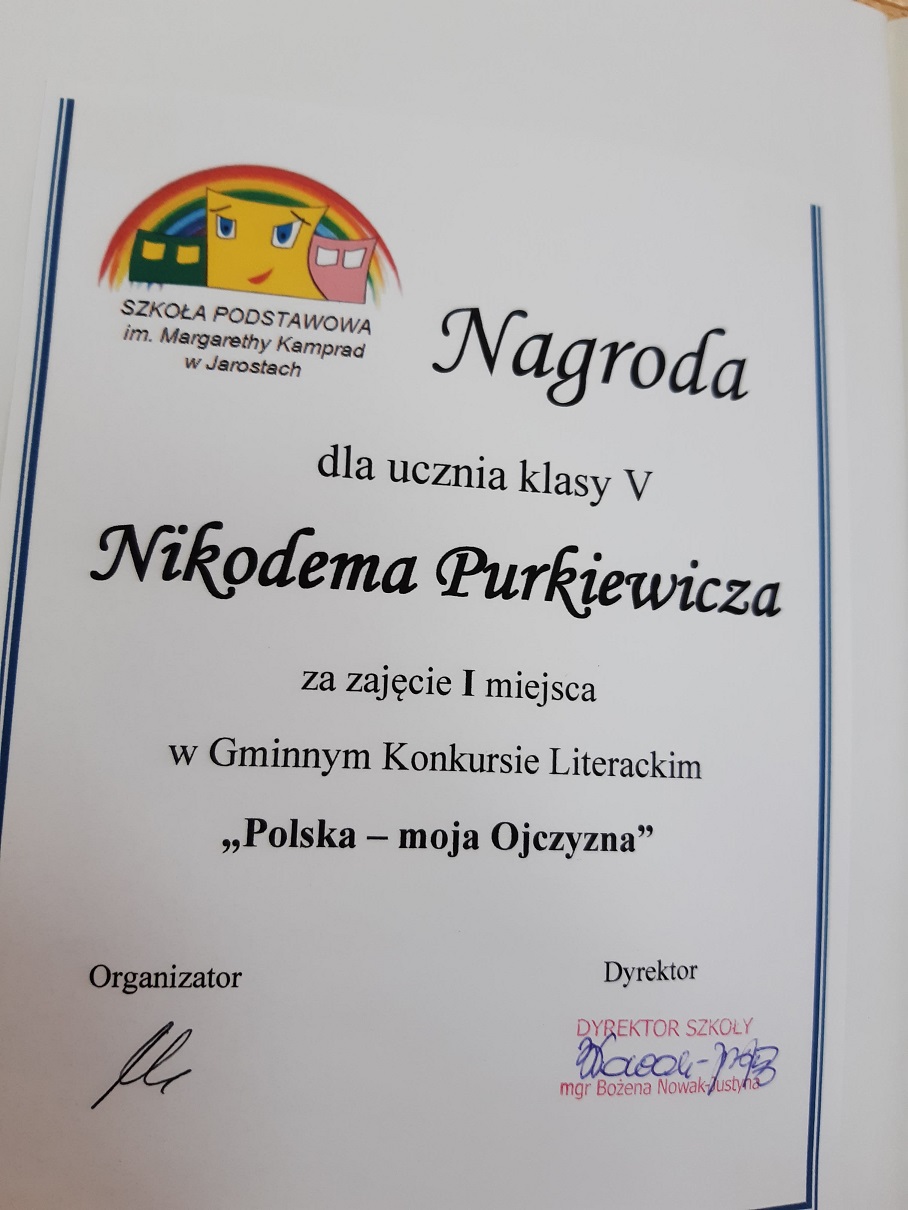 Gminny konkurs literacki ,,Polska - moja Ojczyzna