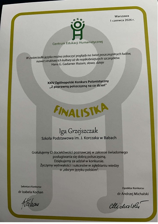 Ogólnopolskie konkursy: ,,Z poprawną polszczyzną na co dzień