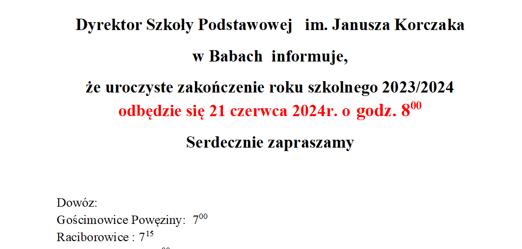 Zakończenie roku szkolnego 2023-2024