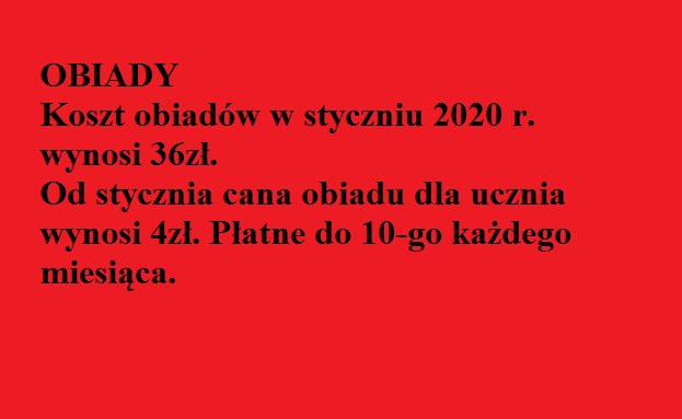 Informacja dotycząca obiadów.